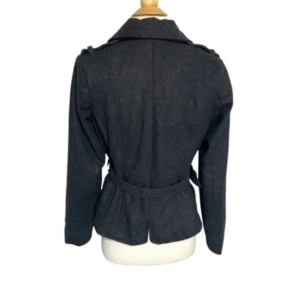 Outer Edge M charcoal gray wool blend belted pea coat - Picture 4 of 11